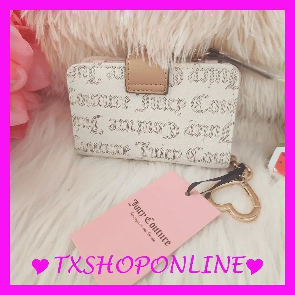 💗🌺{Juicy Couture} Pecan white with pecan modern chic tab card wallet🌺💗